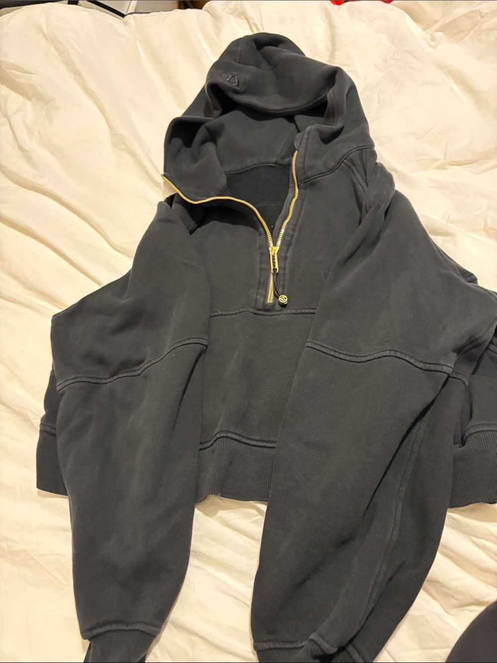 Ladies Lululemon Half-Zip Hoodie with Gold Trim